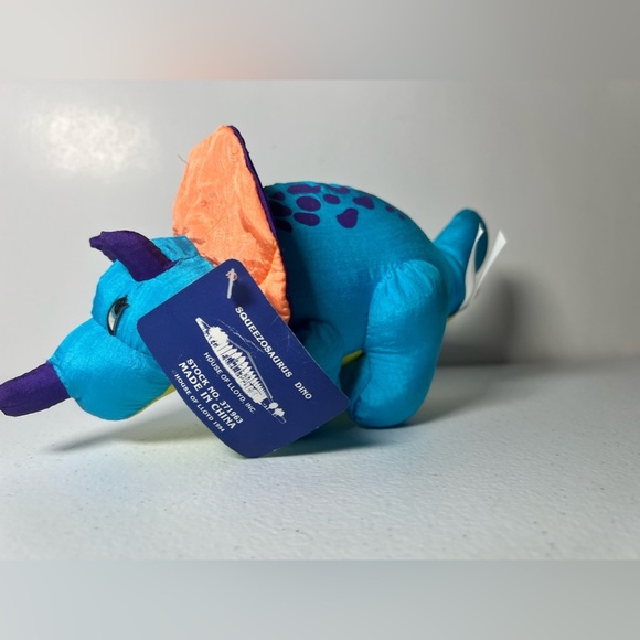 House of Lloyd Squeezosaurus Dino Parachute Plush Stuffed Animal Blue 1994 Tags - Picture 3 of 13